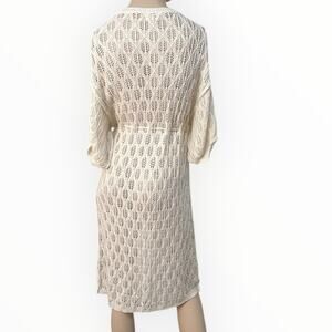 POL Crochet Ivory Beach Cover Up Kimono Cardigan Tassel Tie Waist Size S NWOT